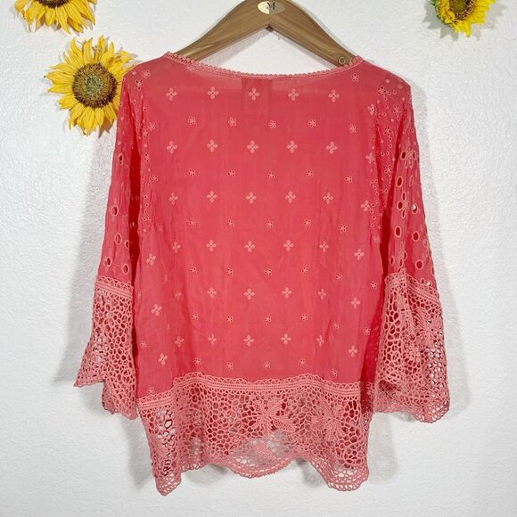 Johnny Was Embroidered Eyelet Tunic Coral Size Small Women’s - Picture 7 of 12